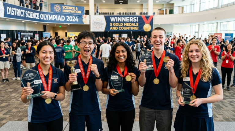 Read more about the article Our Students Shine at the District Science Olympiad — 5 Gold Medals and Counting!